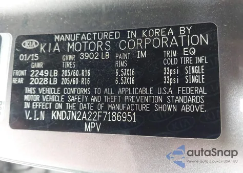 2015 Kia Soul from USA, damaged, VIN KNDJN2A22F7186951